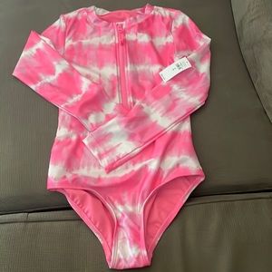 Pink tie dye long sleeve gap kids swim suit